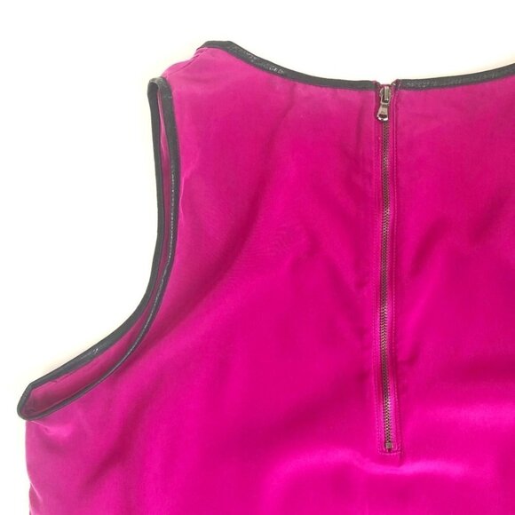 Kenneth Cole Tank Women's Size L Magenta Faux Leather Trim Flowy Sleeveless Top - Picture 3 of 10